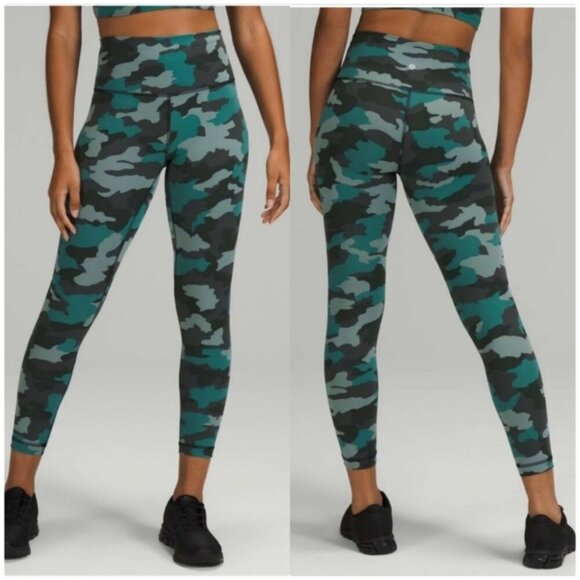 Lululemon Wunder Under High-Rise 25" Heritage 365 Camo Tidewater Teal Multi - Picture 1 of 12